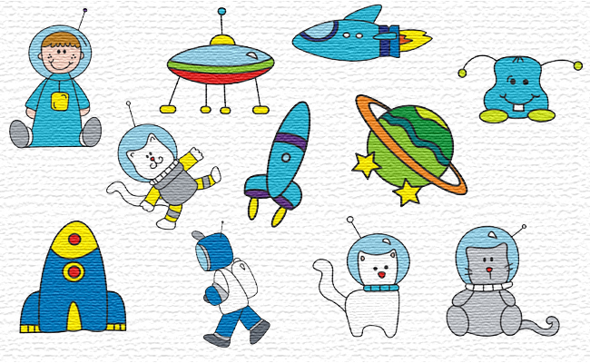 Space embroidery designs