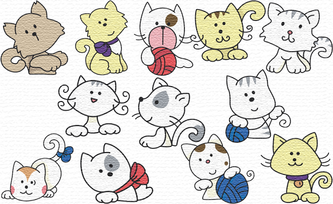 Kitties embroidery designs