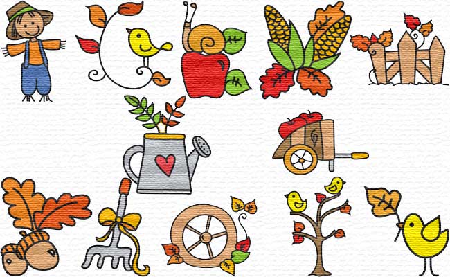 Fall Time embroidery designs