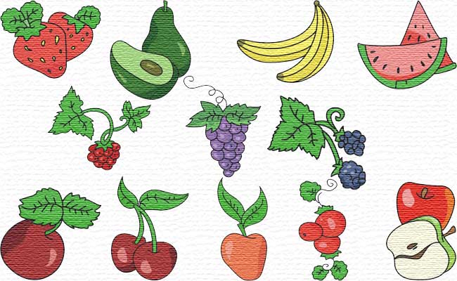 Fruits embroidery designs