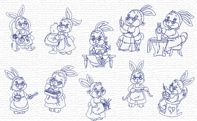 Bunnies embroidery designs