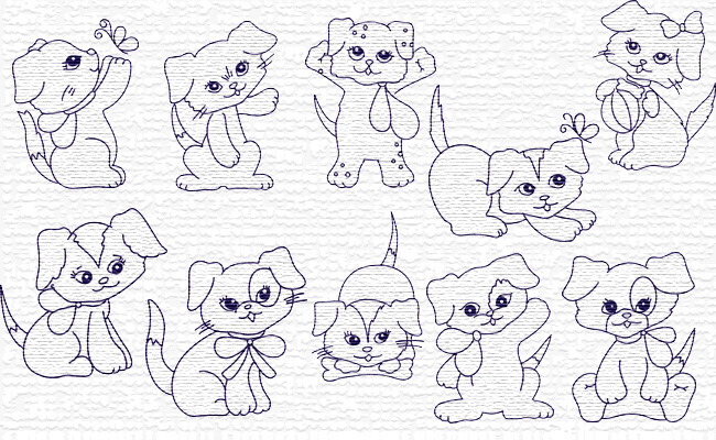 Puppies embroidery designs