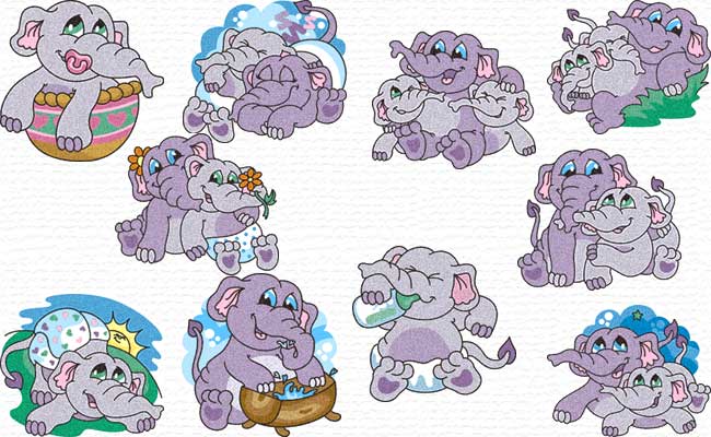 Little Elephants embroidery designs