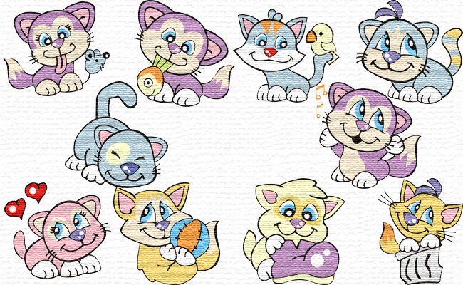 Kitties embroidery designs